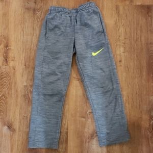 Boys, Nike gray sweatpants with yellow swoosh